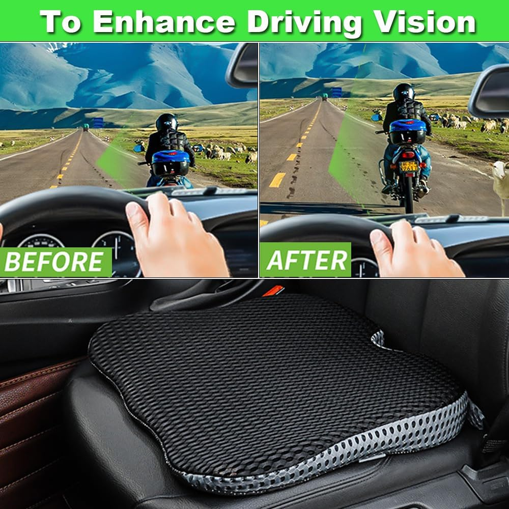 Universal Memory Foam Car Seat Cushion for Driving Wedge Booster Support Adults Driver Seat Cushions Tailbone Back Pain Pressure Relief Office Chair Wheelchair Pad image number 3