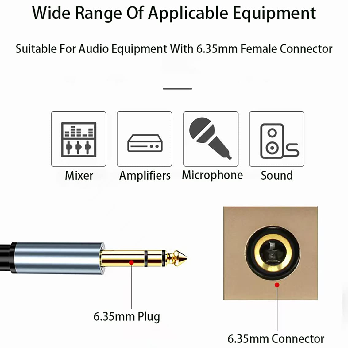 1/4 Inch TRS Instrument Cable, Tunghey 6.35Mm Male Jack Stereo Audio Cord, 6.35 Balanced Interconnect Line for Electric Guitar, Bass,Keyboard, Mixer, Amplifier, Speaker (0.5M) - 2M image number 2