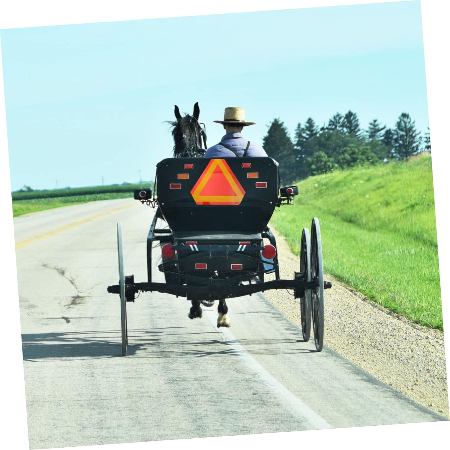 Ciieeo 2Pcs Triangle Reflectors for Car, Aluminum Slow Moving Vehicle Warning Sign, Reflective Vehicle Triangle Warning Plate for Road Safety image number 4