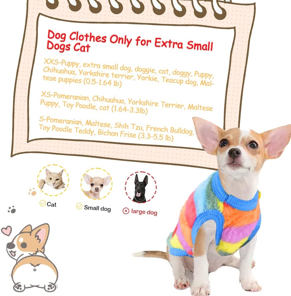2 Pieces Small Dog Sweaters Chihuahua Fleece Clothes XXS~S Winter Warm Puppy Sweaters Boys Girls Tiny Dog Outfits for Teacup Yorkie Puppies Extra Small Breed Costume (Xx-Small) image number 3