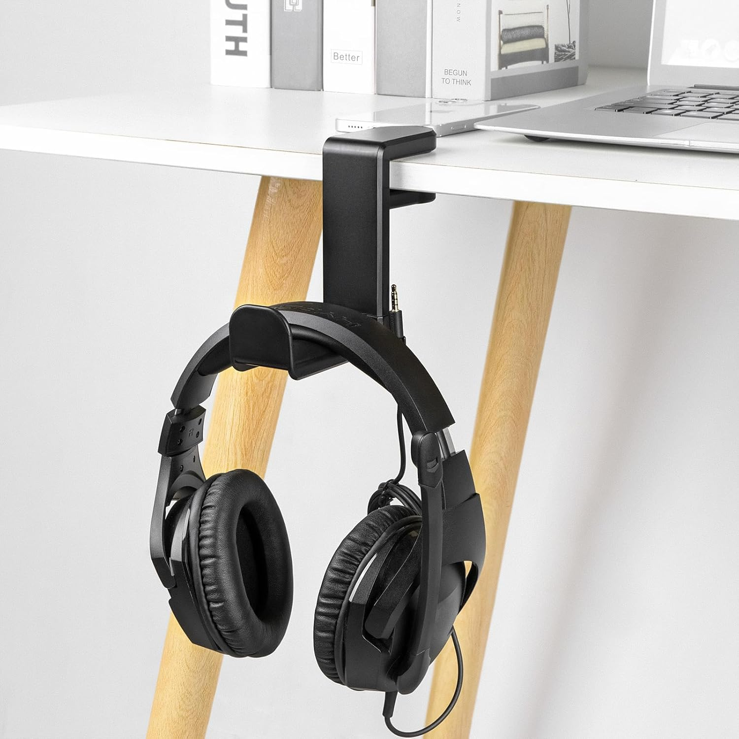Geekria Gaming Headset Headphone Hook Stand, Under-Desk Headphone Stand Mount Holder with 360ｰ Rotation Adjustable, Compatible with Bose, Sony, AKG, Sennheiser, JBL, B&O, Beats, ATH (Black) image number 2