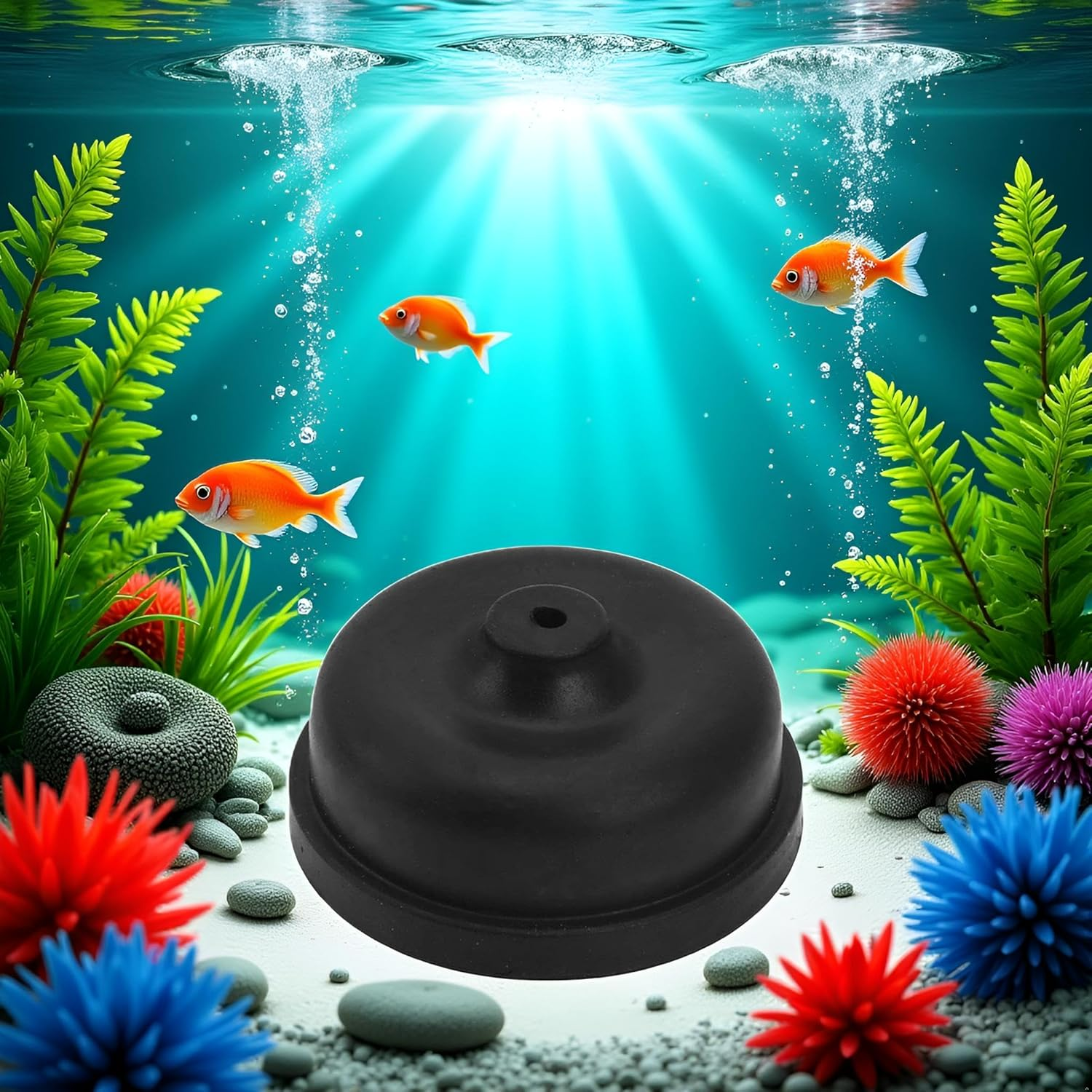 6Pcs Black Aquarium Diaphragm Air Pump Accessories EPDM Rubber Oxygen Pump Replacement Parts for Aquarium Fishing Oxygen Pump Aquarium Diaphragm Silicone Cup Parts Reolacements Fish and Aquatic Pets image number 5