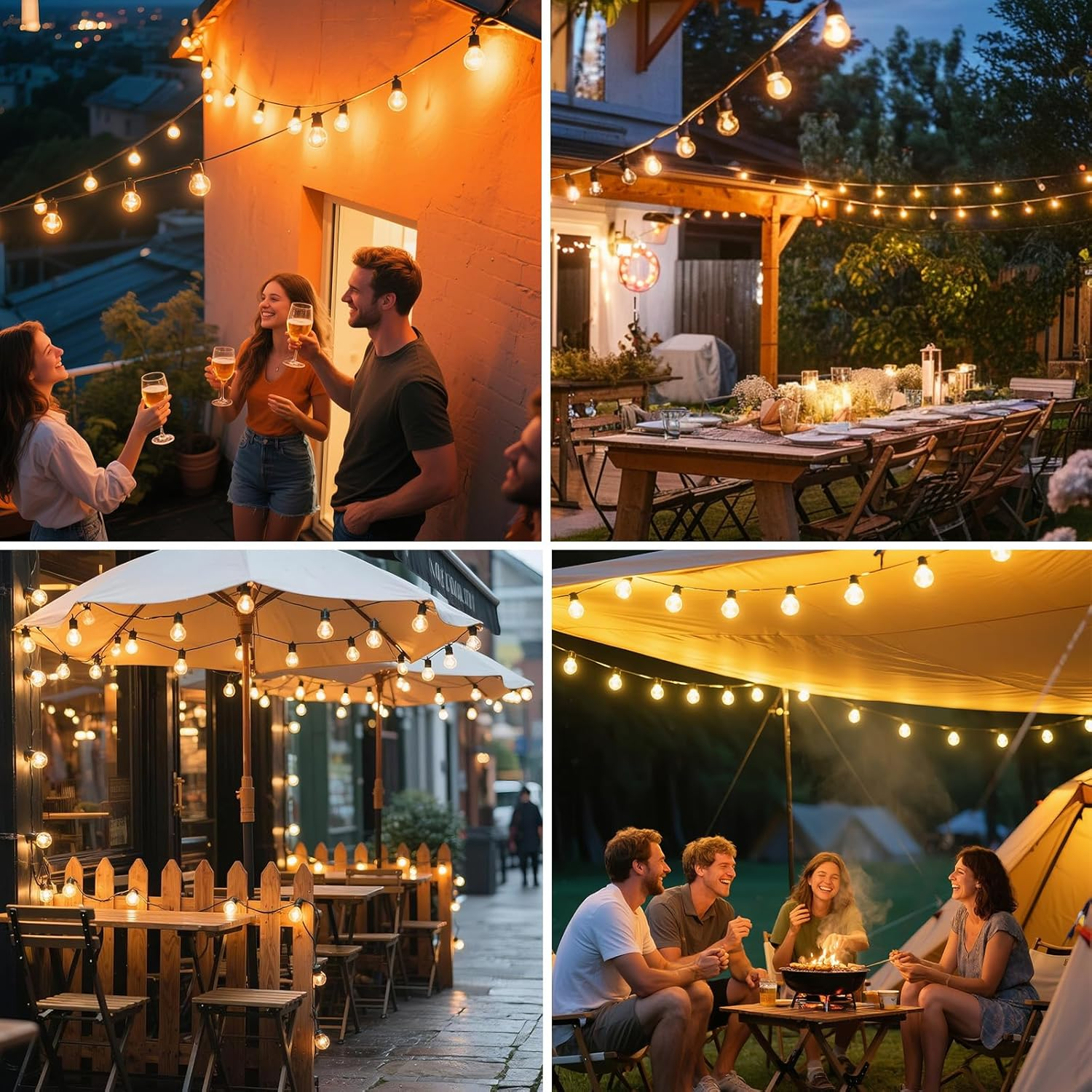 35M Solar String Lights Outdoor with 30 S14 Leds & 2 Spares, 48Hrs 7200Mah, Usb/Solar Charging, 8 Modes Remote, IP65 Waterproof, 2 Installation for Garden image number 5