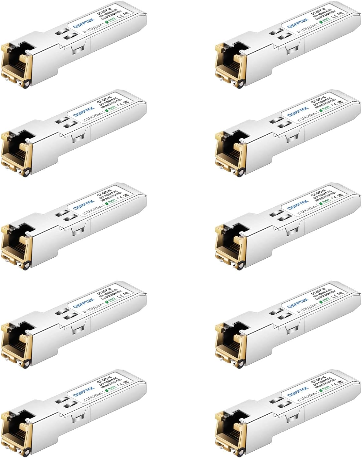 10Pcs 1000BASE-T Copper SFP Transceiver, SFP to RJ45, 1G Gigabit SFP-T Ethernet Module for Cisco GLC-T/SFP-GE-T, Ubiquiti UF-RJ45-1G, Meraki MA-SFP-1GB-TX, D-Link, Supermicro, Netgear image number 3