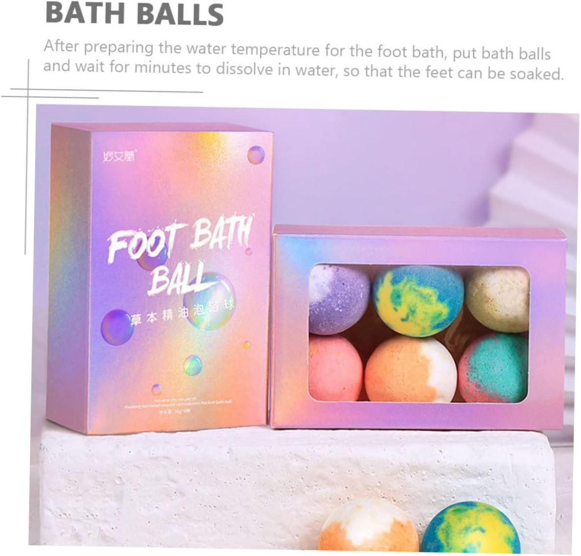 Angoily 6Pcs Bath Salt Ball Foot Bath Pills Wedding Party Favors Bath Color Tablets Essentials Bath Bath Foot Soak Foot Spa Sodium Bicarbonate Bath Salt Balls image number 3