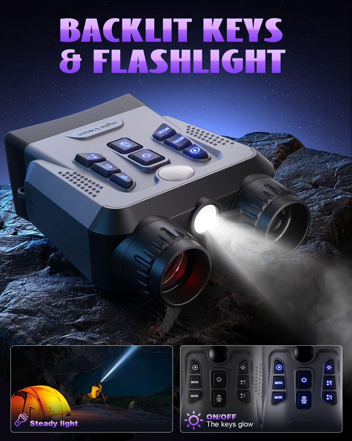 Night Vision Goggles, 4K Night Vision Binoculars for Adults High Powered, 3.0&rdquo; HD Night Vision Camera Infrared Goggles Scope and Day for Camping & Outdoor with 32GB TF Card, 10X Digital Zoom & 9 IR image number 3