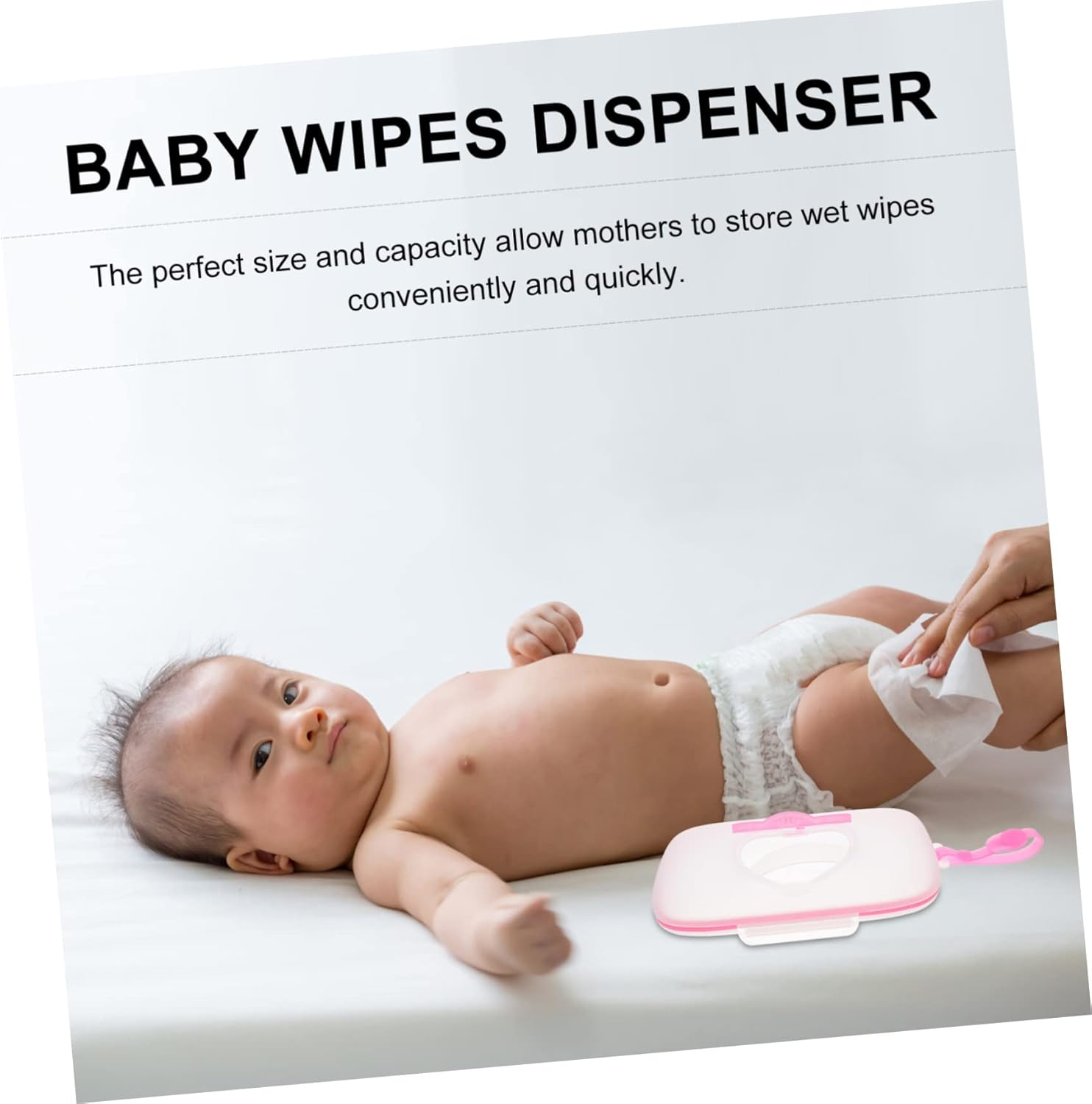 Portable Baby Wet Tissue Box Hanging Wet Tissue Case Lid White and Pink for Outdoor Travel Infant Hand Mouth Wipes Storage image number 6