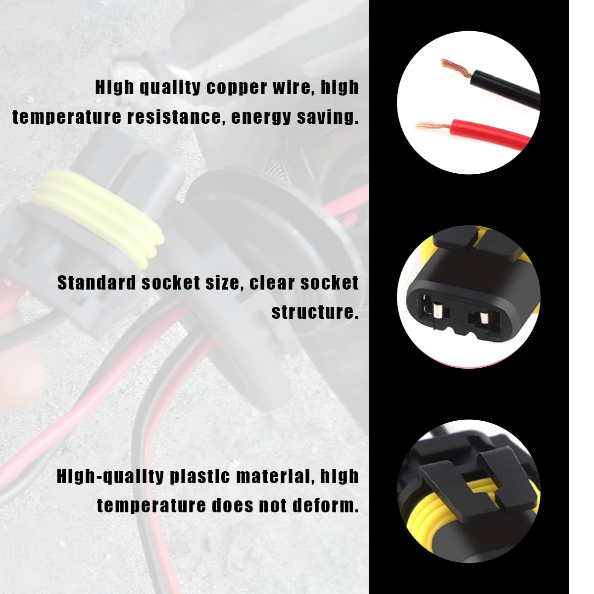 2 PCS 9005 HB3 9006 HB4 9012 Bulb Socket, Headlight Connector Female Adapter Wiring Harness Socket, Automotive Headlights Fog Lights Socket Wire Replacement, Car Accessories image number 2