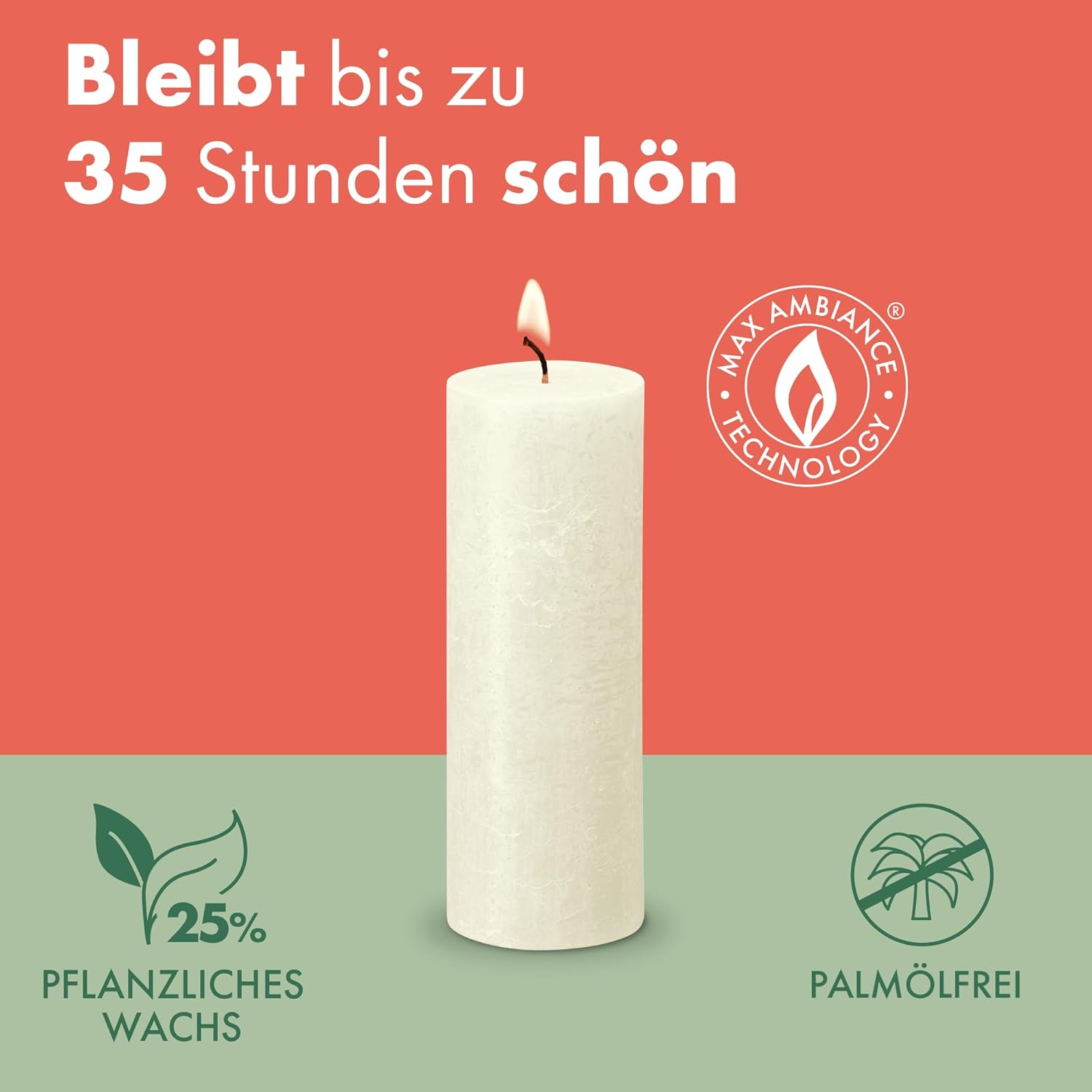 Bolsius Rustic Pillar Candles - Light Grey - Pack of 4-8 X 7 Cm - Decorative Household Candles - Length Burning Time 35 Hours - Unscented - Natural Plant Wax - without Palm Oil image number 5