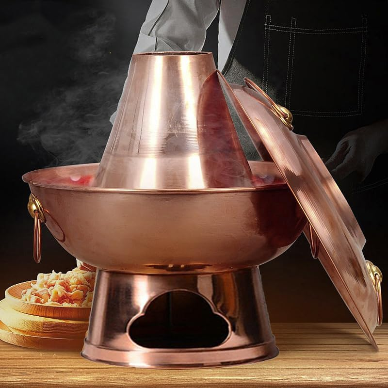 AIMALL Stainless Steel Charcoal Chinese Copper Hot Pot Old Beijing Cookware Camping HOT image number 5