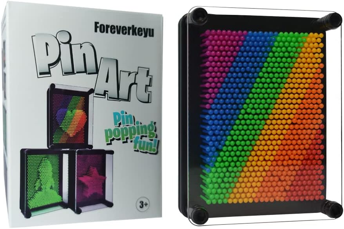 Foreverkeyu 3D Pin Art Toy Rainbow Pin Art Sensory Fidget Board Game Toy Pin Impression Toy Sculpture Toys Hand Pin Toy Gift for Kids, Girls, Boys, Adults(5*3.75In) - Purple image number 6