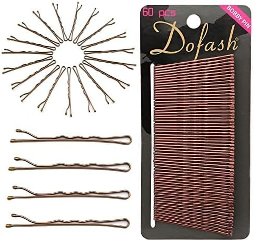 Dofash 60 Pieces Metal 5 Cm / 2 Inches Wavy Bobby Pins Hair Clips Handles Hair Accessories for Women (Brown)