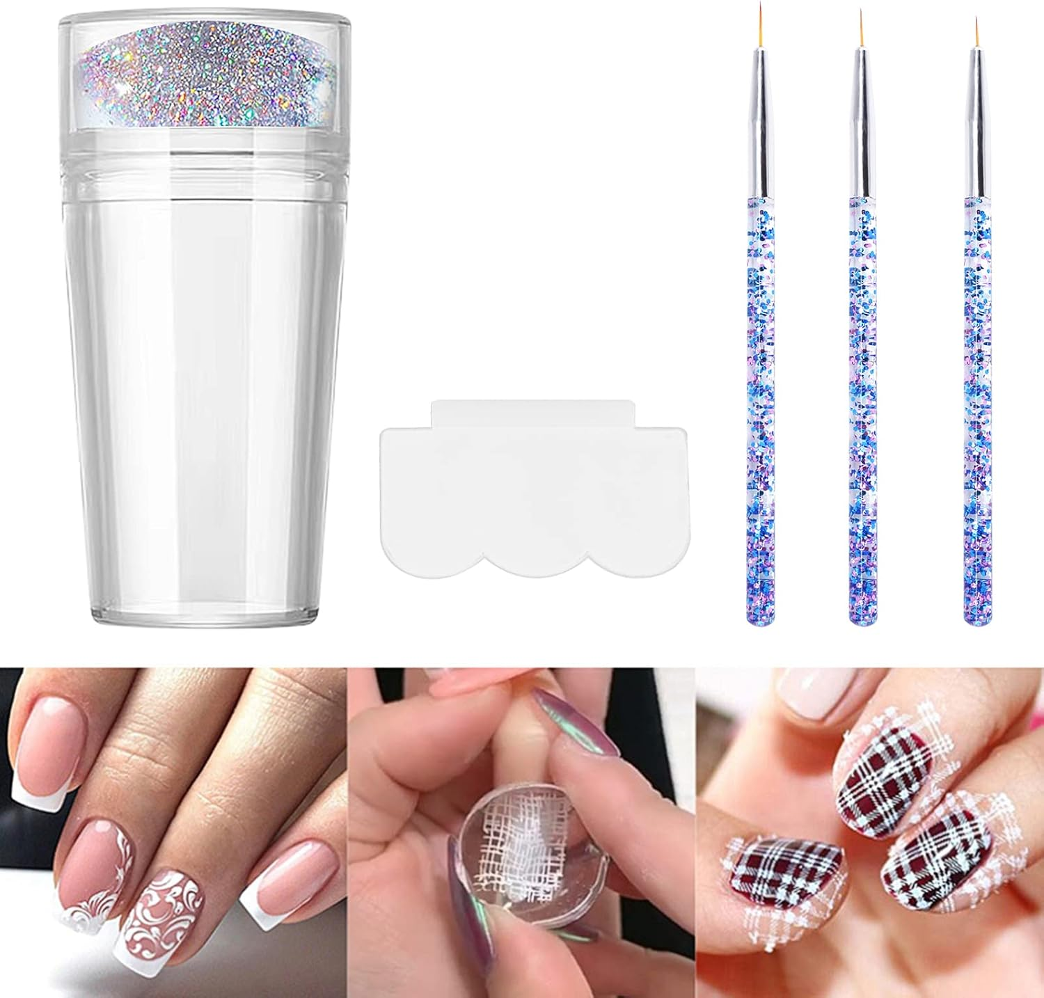 Clear Nail Stamper Nail Art Liner Brush Nail Art Stamper Gel Nail Brush Nail Design Brush Jelly Nail Stamper French Tip Silicone Jelly Nail Stamp French Nails Stamp Nail Art Stamp image number 4