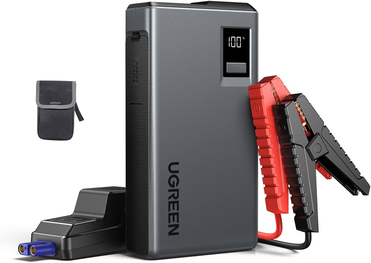 UGREEN Car Battery Jump Starter, 1000A Ultrasafe 12V Battery Pack, 3 in 1 Battery Booster, Jump Box, 12000Mah Portable Charger, Smart LED Light, Jumper Cables for 6.0L Gasoline and 3.5L Diesel Engines image number 2