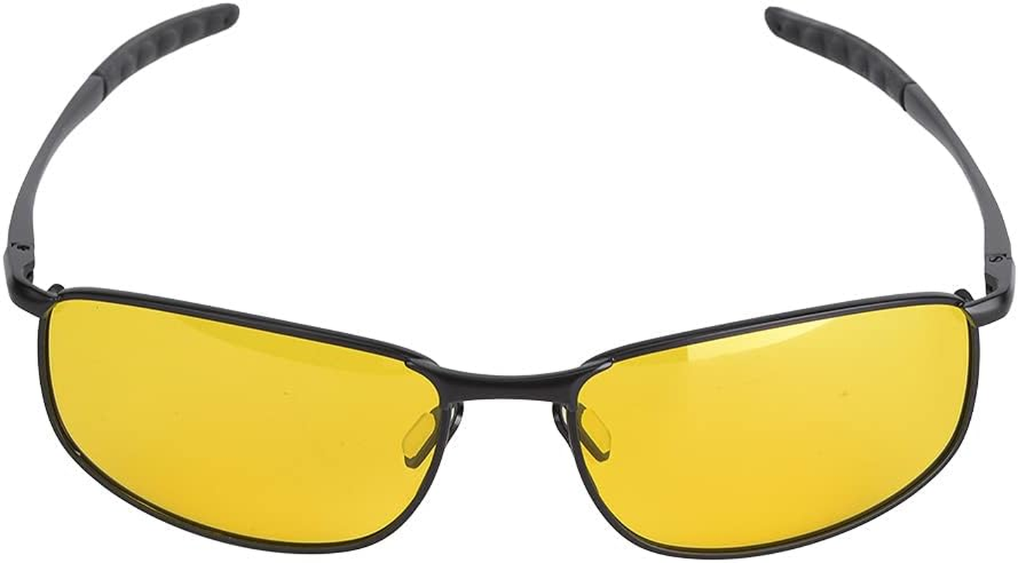 Yechiry Driving Glasses anti Glare Night Vision Goggles for Outdoor Sports Men Women, Polarized Sunglasses for Biking Fishing Hiking, Metal Frame Yellow Lens 2.4"X1.5"