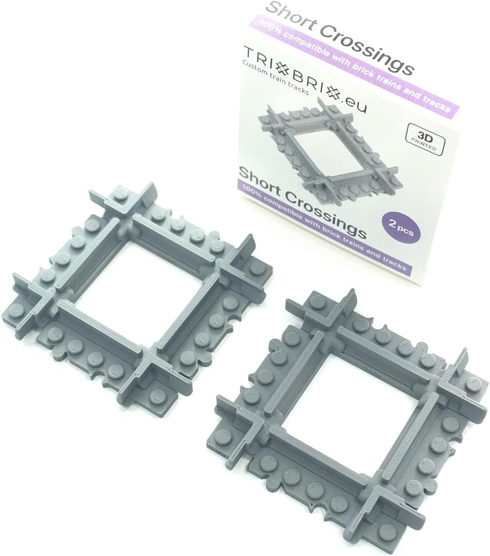 Trixbrix.Eu 2X 90 Deg Short Version HO Scale Gray Crossing Compatible with  City Train Sets 60197 60198 10277 60205 60238 image number 6