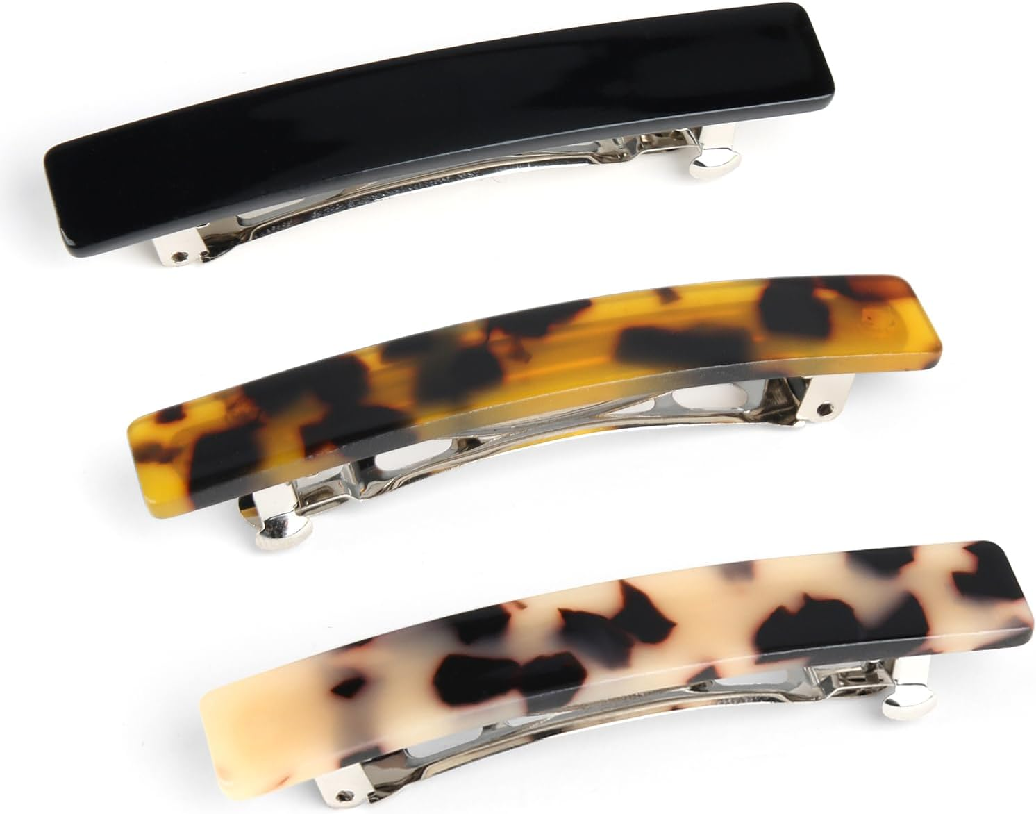 Joynine Pack of 3 Hair Clips, Women'S French Hair Clip, Rectangular Hair Clip, Automatic Small Hair Clips for Fine, Thin, Medium Thick Hair (Black/Dark Tortoiseshell/Light Tortoiseshell) image number 6