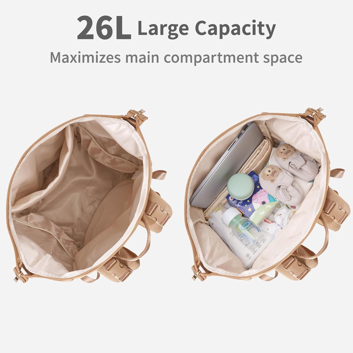 CEI-CEI Neoprene Diaper Bag Backpack Large Newborn Baby Maternity Bags Waterproof Travel Backpack for Mon Dad - Brown image number 4