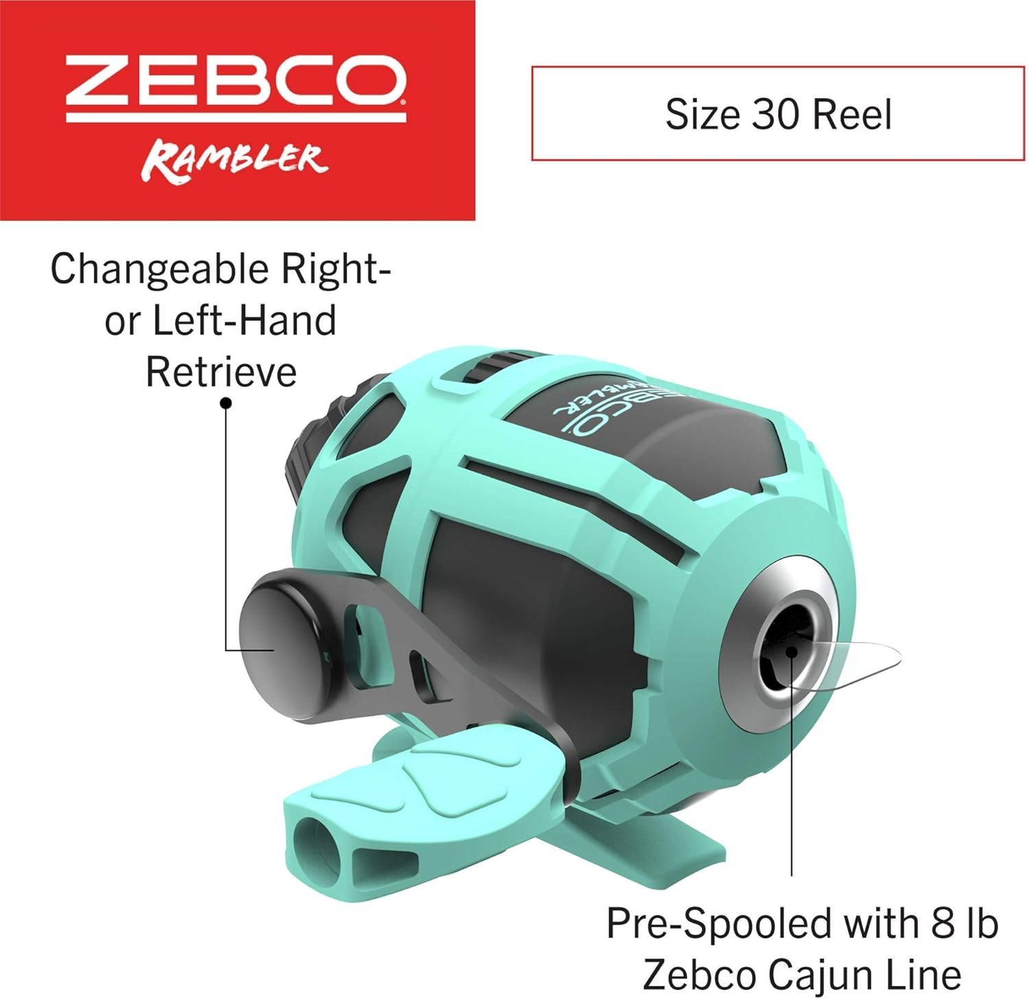 Zebco Rambler Fishing Reel and Rod Combo, Durable Fiberglass Rod with Built-In Carabiner, Patented No-Tangle Reel, Pre-Spooled with 8-Pound Zebco Fishing Line image number 5