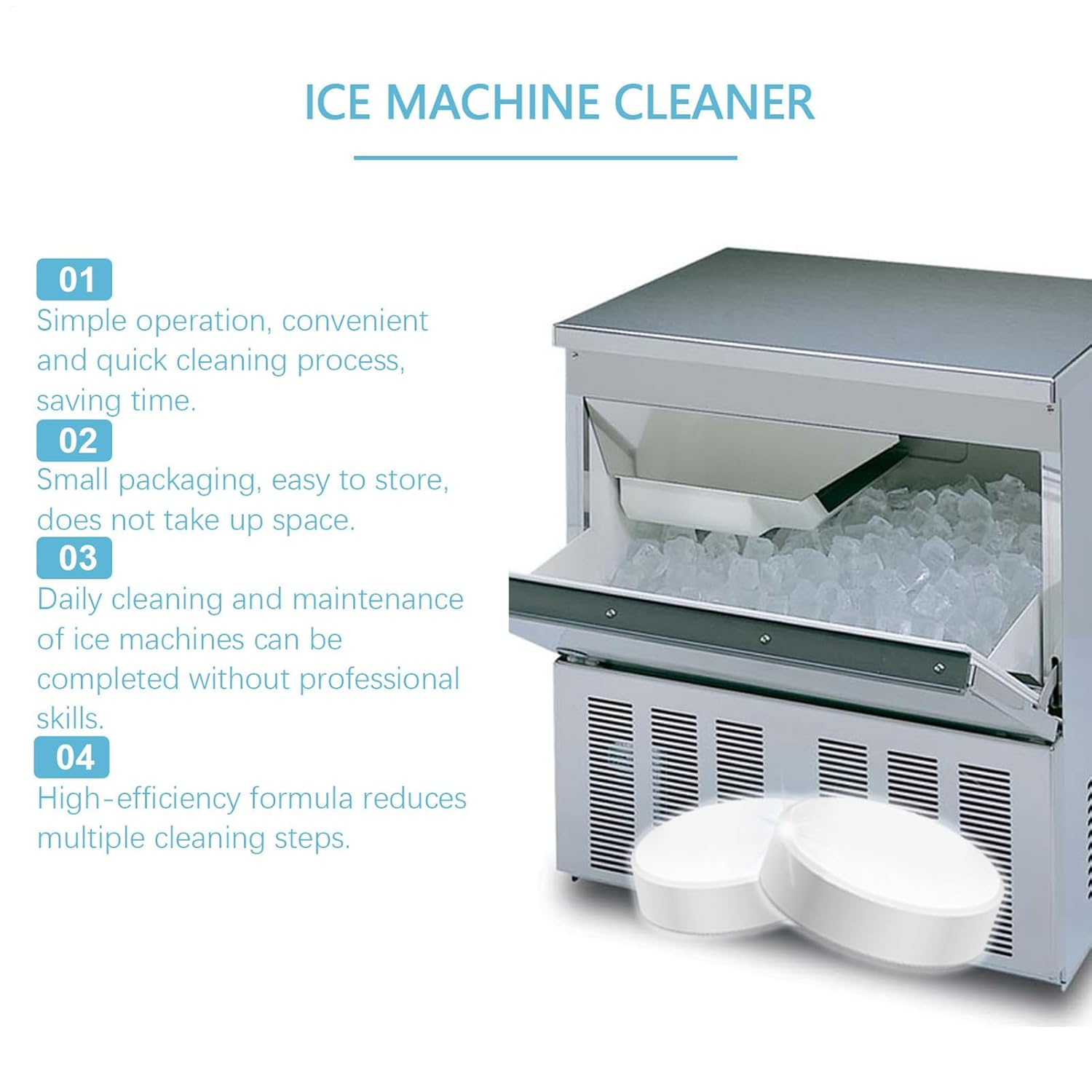 Ice Machine Cleaner | Water Bottle Cleaning Tablets | Powerful Cleaning Tool Multifunctional Kitchen Gadgets for Freezer Refrigerator Restaurants Daily Maintenance Countertops image number 5