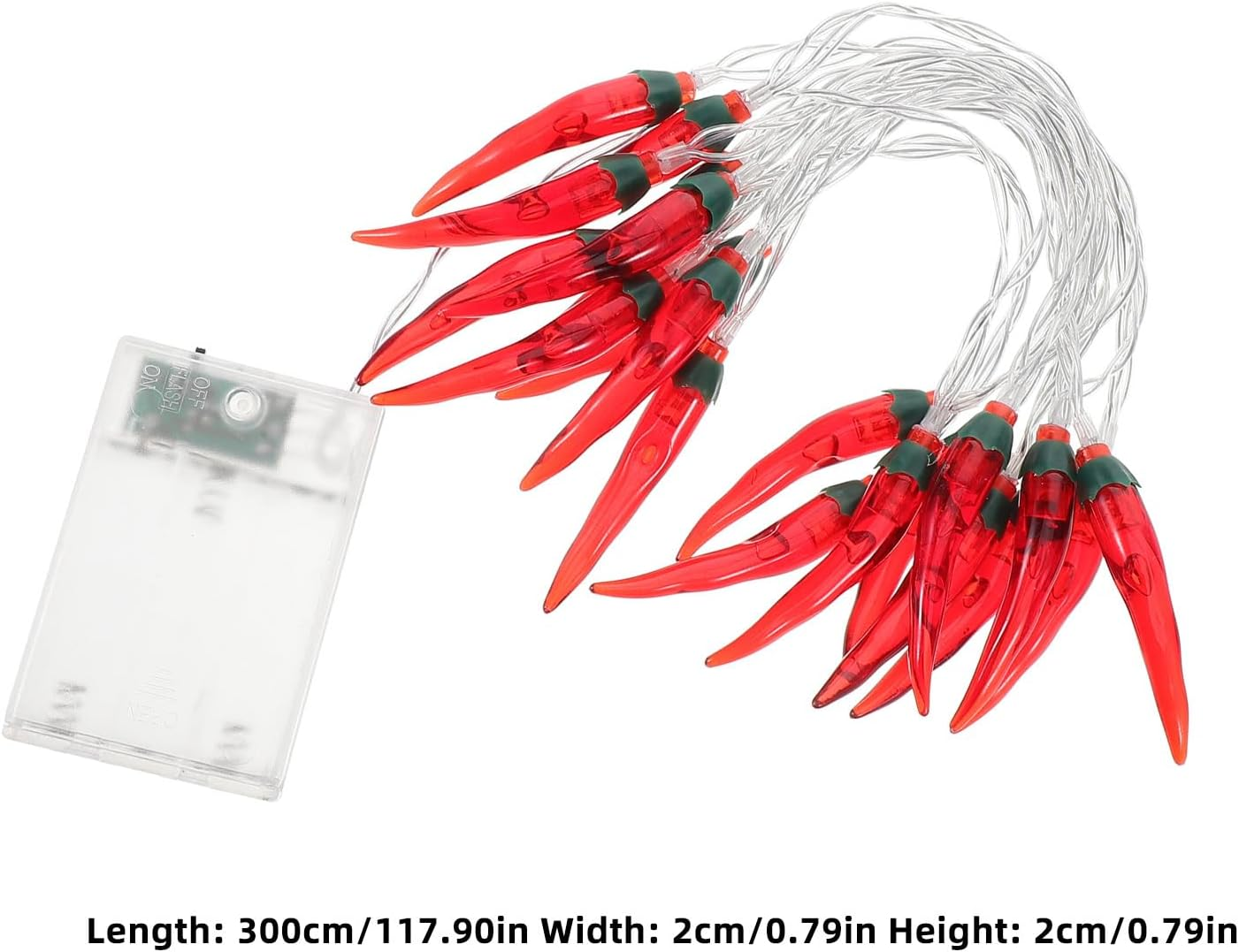 Tofficu 20 Led Chili Pepper String Lights, Battery-Powered Decorative Lighting for Indoor & Outdoor, Patio, Garden, Christmas, and Party Decorations, Red (Batteries Not Included) image number 1