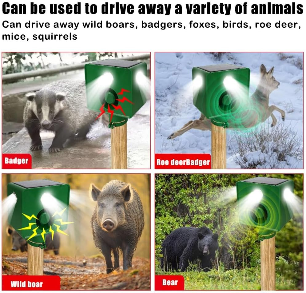 Beast Repellent Solar Warning Lights with Loud Volume,Solar Animal Repellent Alarm,Solars Lights Outdoor,Solars Security with Loud Volume for Orchard Farm Barn Yard(2 Spotlights) image number 2