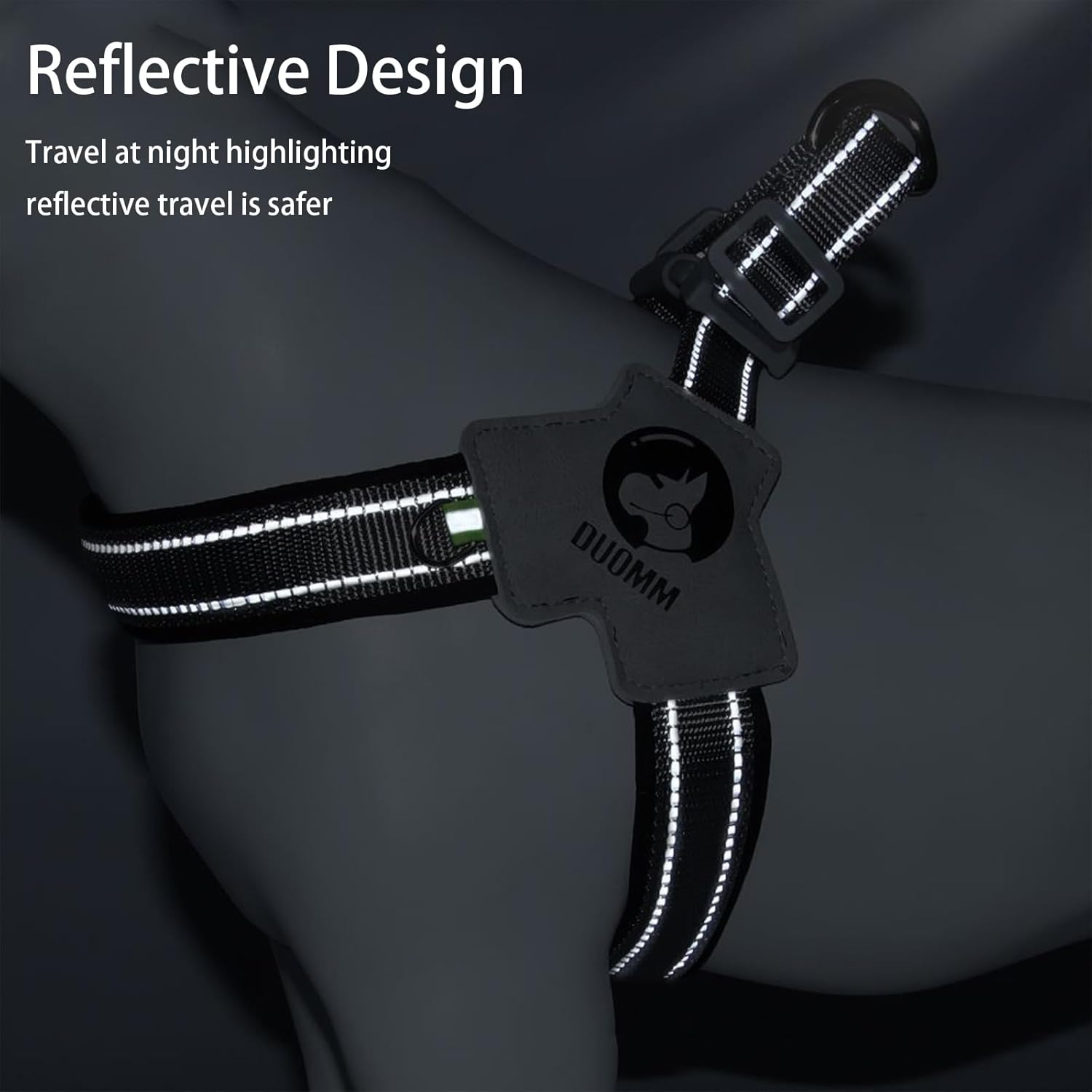 Glow-In-The-Dark Small Dog Harness and Leash Set, Reflective Nylon and Terylene Adjustable Lead for Night Safety - Red image number 6