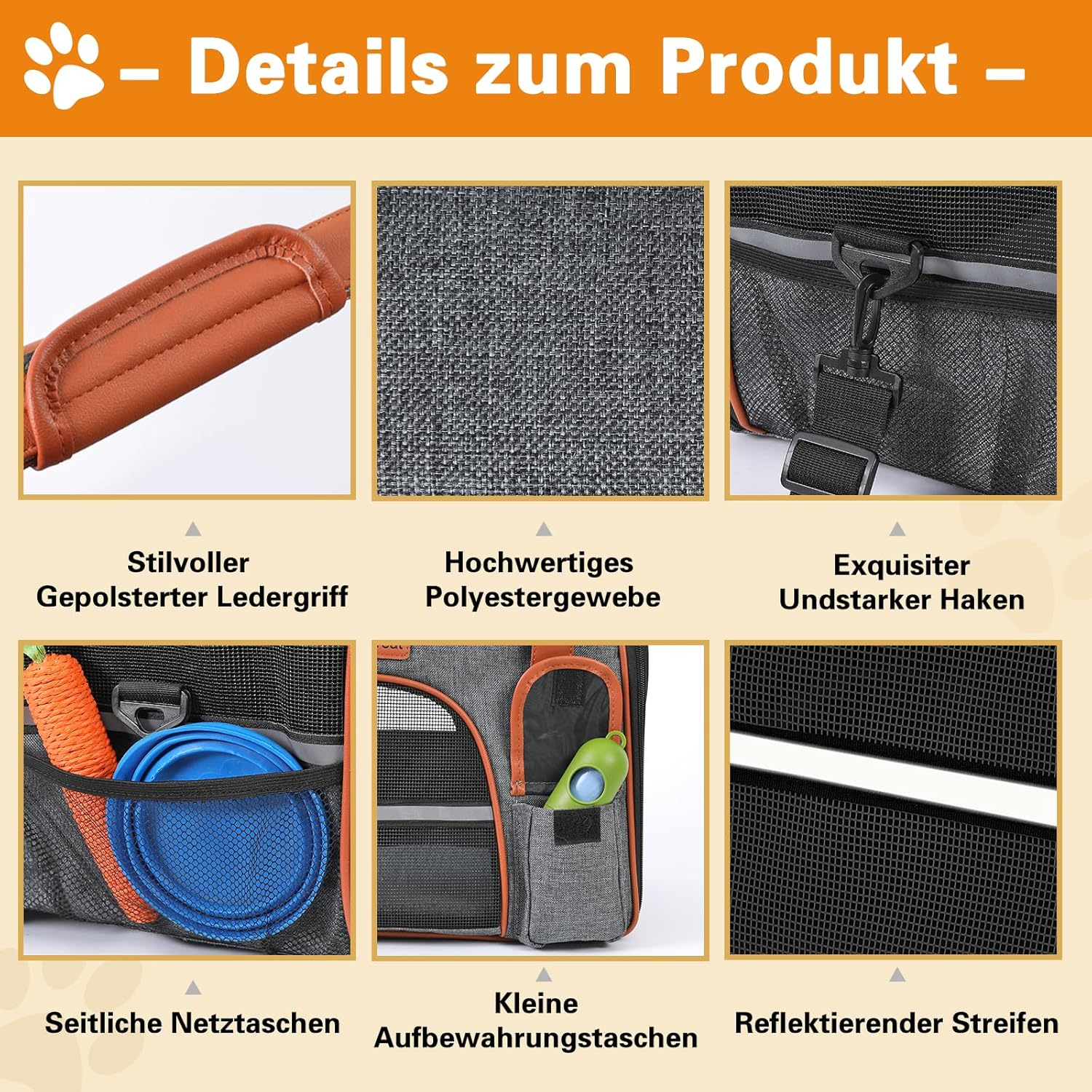 Demigreat Foldable Transport Bag for Cats Dogs up to 8 Kg, Breathable Transport Box for Medium Small Dogs Cats, Dog Carrier Cat Carrier