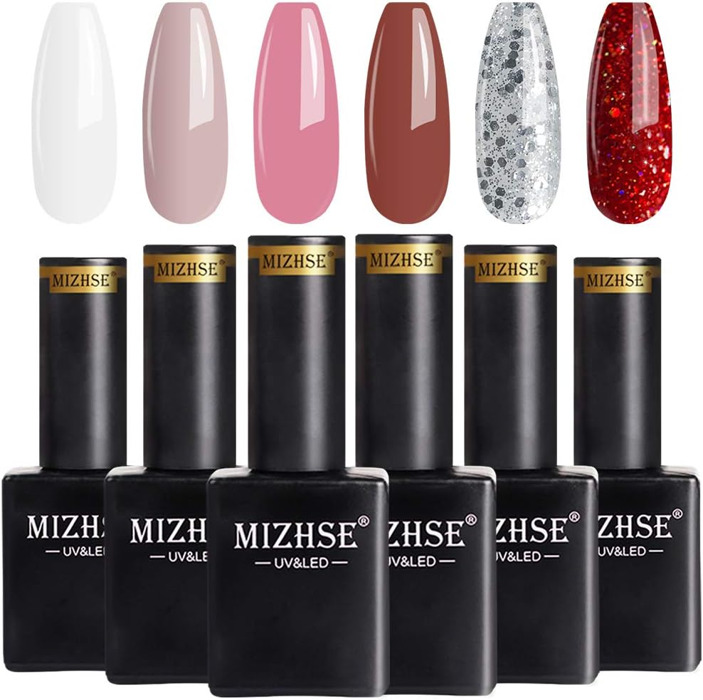MIZHSE Gel Nail Polish, Neno Gel Polish Set Soak off Nail Art Manicure Salon at Home for Women DIY