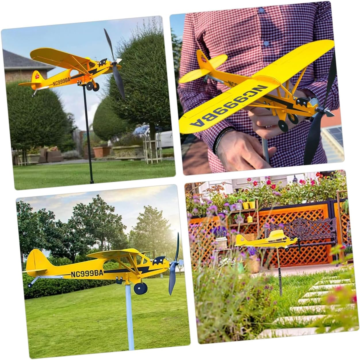 Farmhouse Weather Vane Metal Airplane Wind Direction Indicator for Structure Easy to Install Decorative Garden Decor image number 5