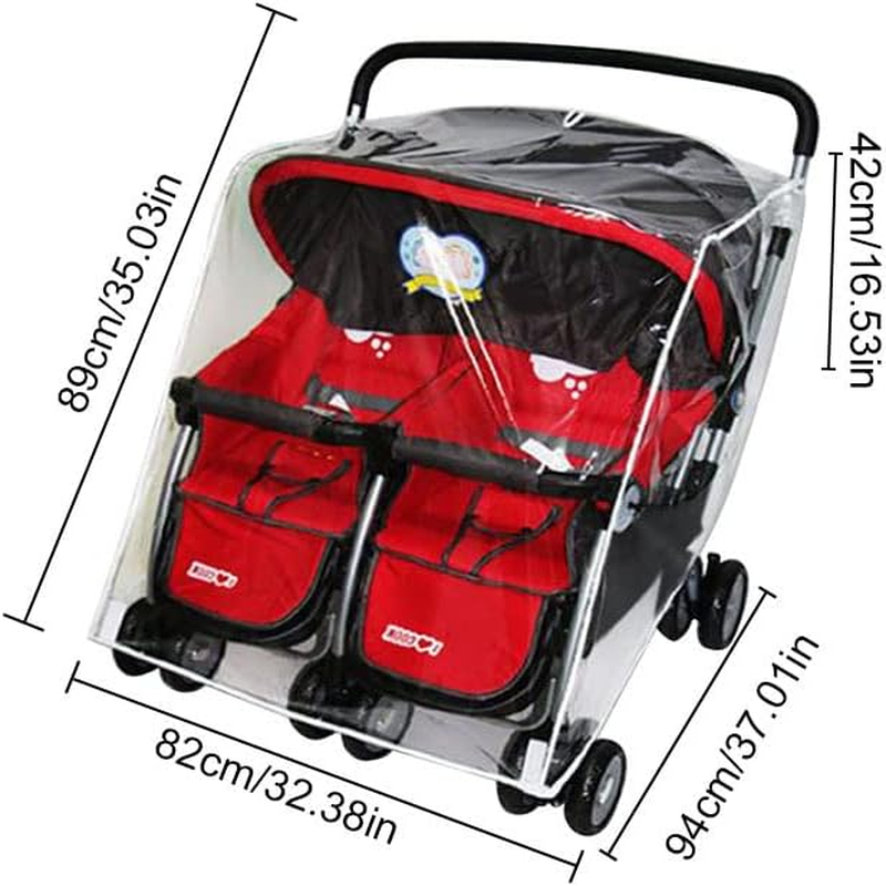 Double Stroller Rain Cover | Waterproof PVC Weather Shield - Universal Infant Travel System Rain Cover, Double Stroller Cover for Rain and Wind Xianers
