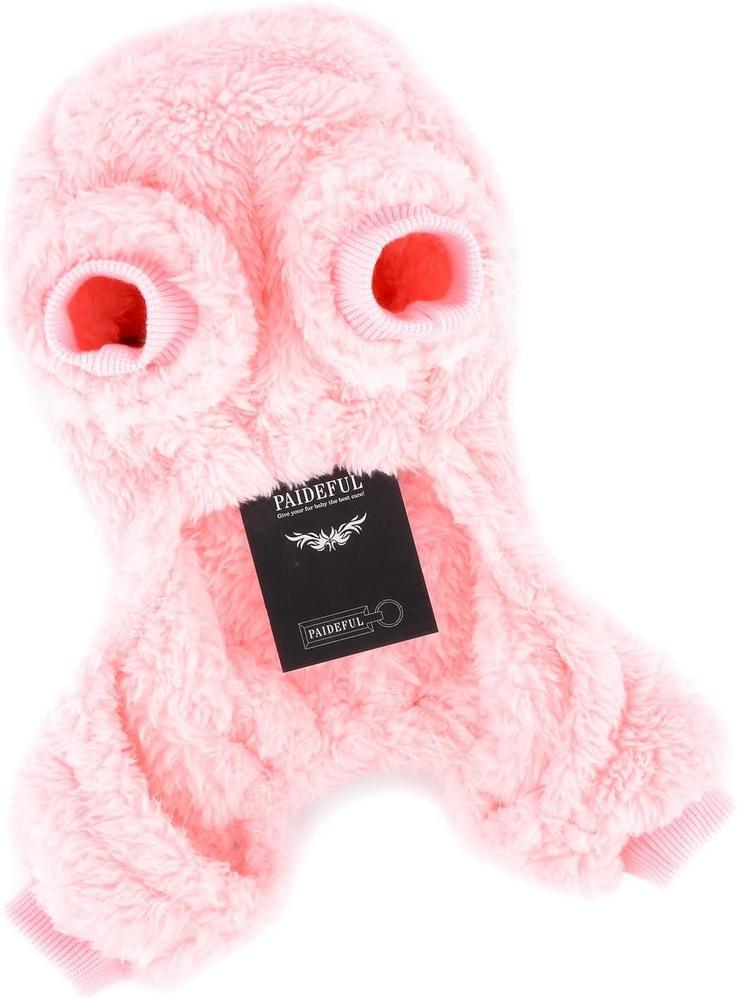 PAIDEFUL Fleece Pajamas for Small Dogs, Soft Onesie with 4 Legs, Solid Puppy Jumper, Sweater, Pet Outfits, Warm Dog Coat, Autumn/Winter Coat, Cat Costume, D-Ring, Pink image number 7