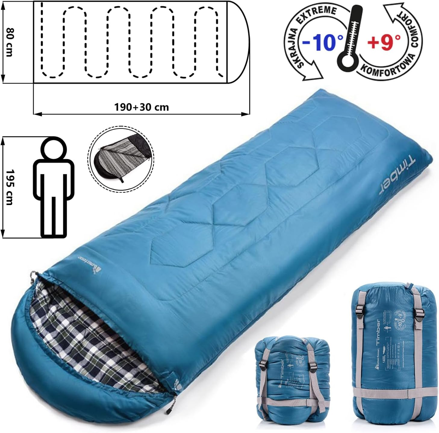 Meteor 220X80Cm Adult Sleeping Bag, 3-Season Sleeping Bag, Hooded Sleeping Bag, Rectangular Sleeping Bag, Envelope Sleeping Bag, Large Sleeping Bag image number 5