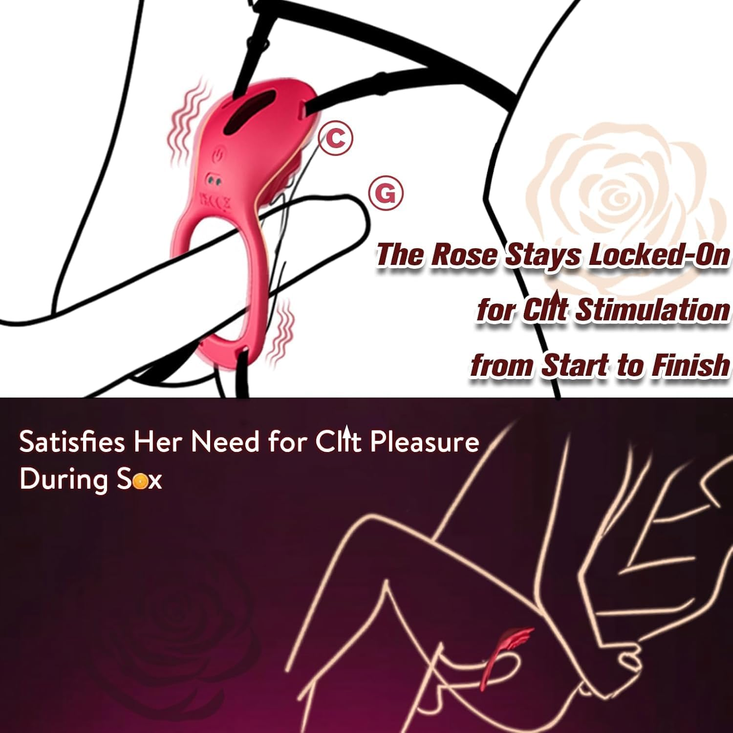 Couples G-Spot Wearable Vibrator with 10 Modes, Couple Women Adult Sex Toys Games for Men, Hands Free Panty Clitoris Vibrator Vibrating Cock Ring, Female Sex Toy Clitoral Stimulator image number 3