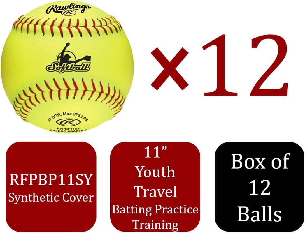 Rawlings | Batting Practice Softballs | 11" & 12" Options | 6 & 12 Count Options image number 1