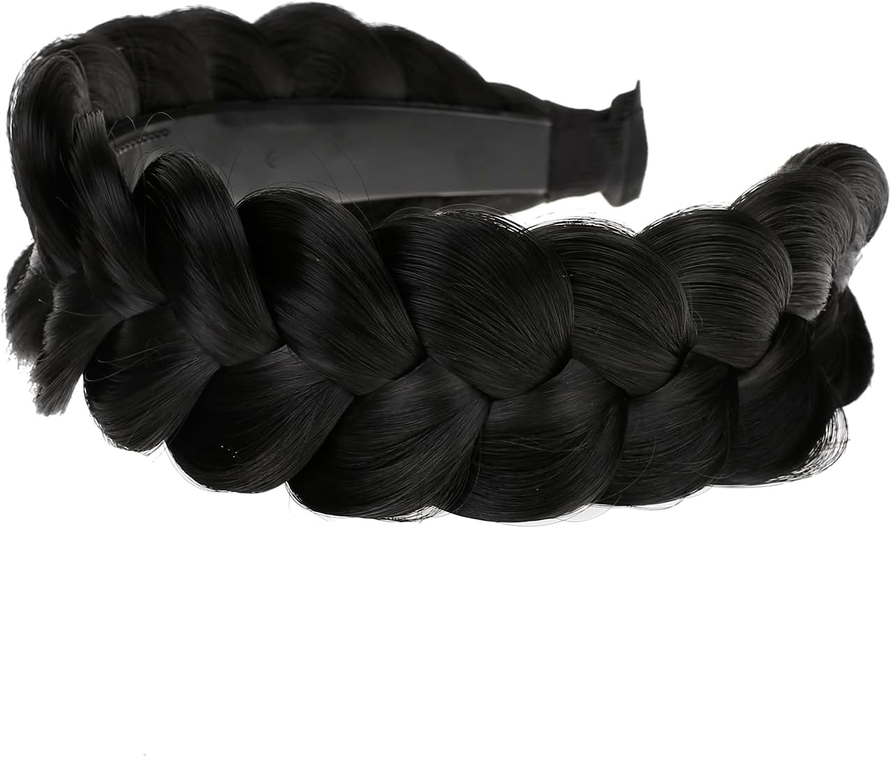 Vowyore Synthetic Hair Braided Headband Braided Hair Hoop Classic Chunky Wide Plaited Wedding Fluffy Braids Wig Women Girl Beauty Accessory - A-Color2/12 image number 3