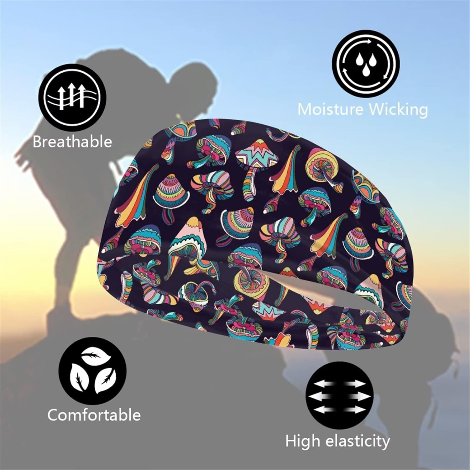 Biyejit Mens Women Headband Breathable Sweatband Sports Headband for Gym, Running, Cycling, Yoga, Basketball image number 3