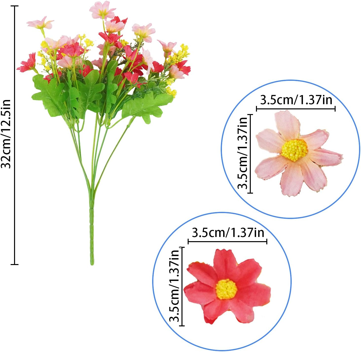 Uieke 6PCS Artificial Flowers for Outdoors UV Resistant Fake Daisy Mums Flowers Outdoor No Fade Greenery Shrubs for Indoor outside Home Wedding Office Garden Porch Spring D&eacute;cor image number 6