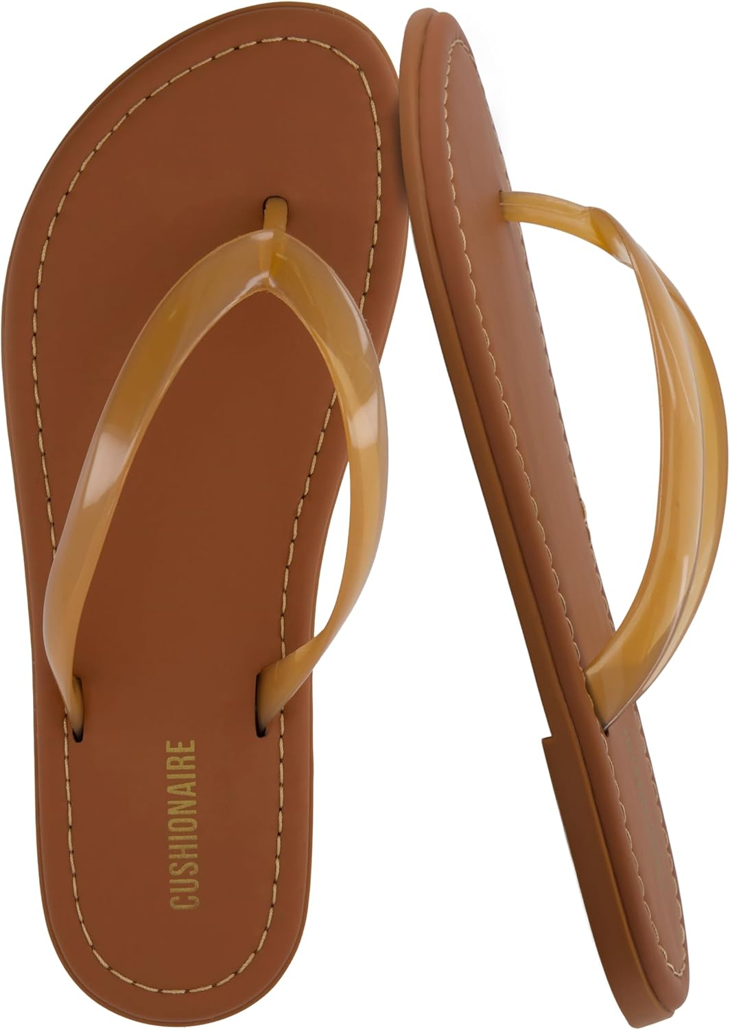 CUSHIONAIRE Surf Flip Flop Sandals for Women with Flexible Sole and Soft Jelly Strap, Lightweight Casual Slides