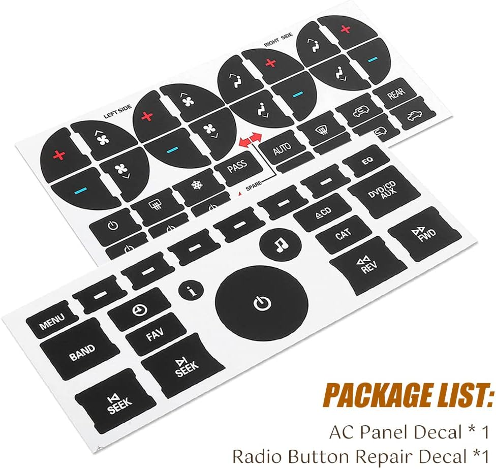 2Pcs AC Dash Button Decal + Radio Button Repair Kit Stickers, Decal Replacement for 2007-2015 GM Vehicles Car SUV Van Truck Chevy Accessories image number 6
