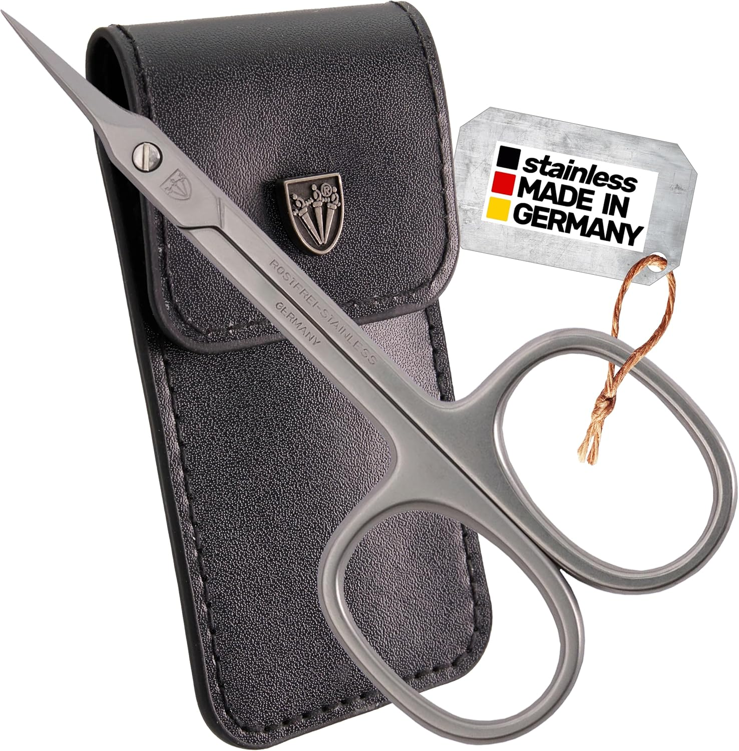 3 Swords Germany - Brand Quality STAINLESS STEEL INOX CURVED CUTICLE SCISSORS (1 PIECE) with Case for Manicure Pedicure - Nail Care by 3 Swords - Made in Solingen Germany