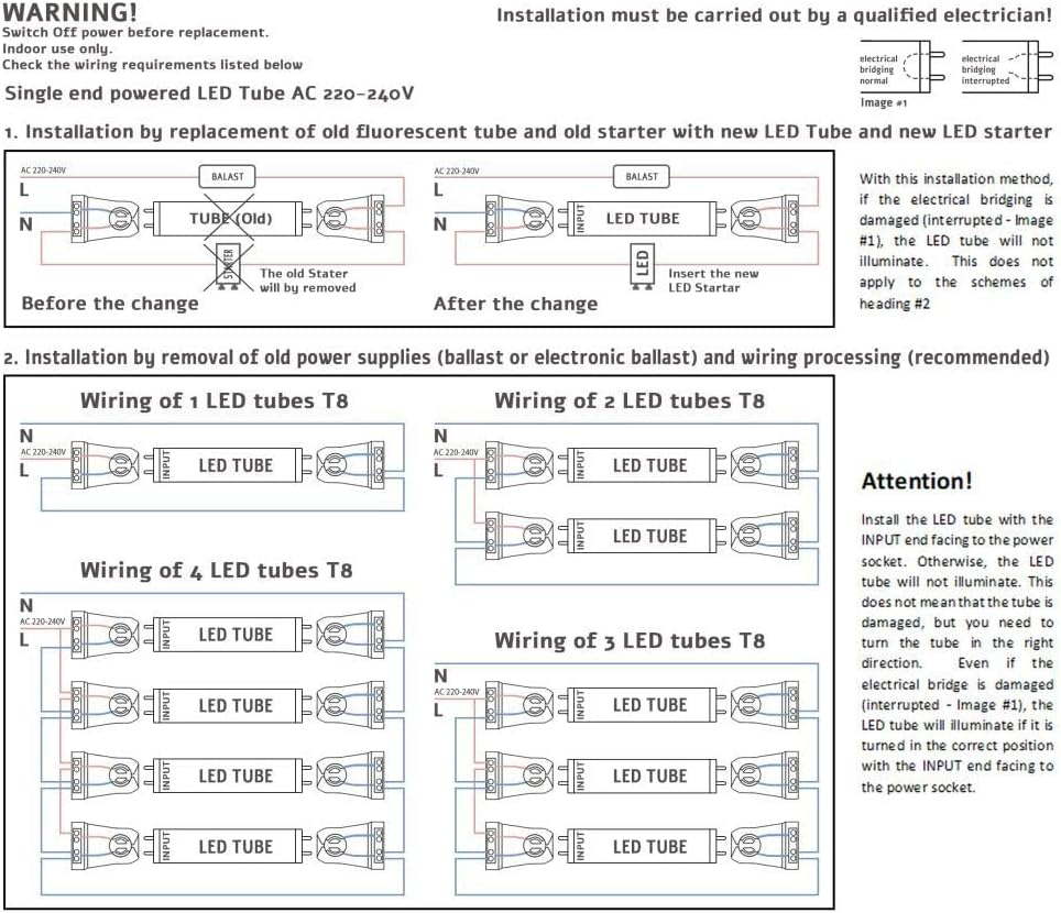 ZONE LED Set of 10 LED Tubes 60 Cm Neutral White (4000 K), 850 Lumens, T8, G13-9W (Replaces 18 W), Includes Starter, LED Tube Fluorescent Tube Neon Tube Light image number 4