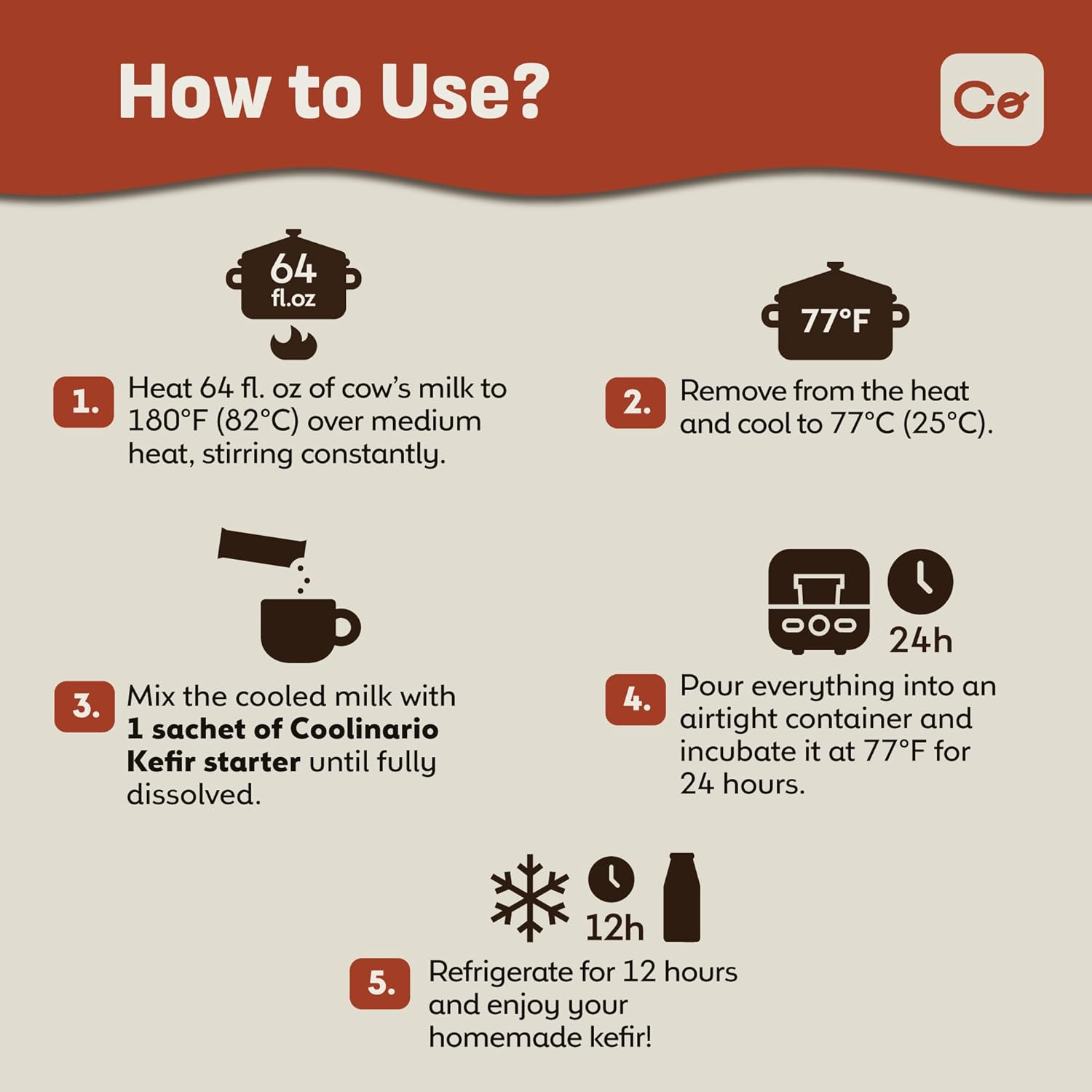 Coolinario L Reuteri Kefir Starter Culture (10-Pack, 1.5G Sachets) Live Kefir Cultures with Lactobacillus Reuteri Probiotics | Creamy & Tangy | Non-Gmo, No Preservatives, Gluten Free image number 3