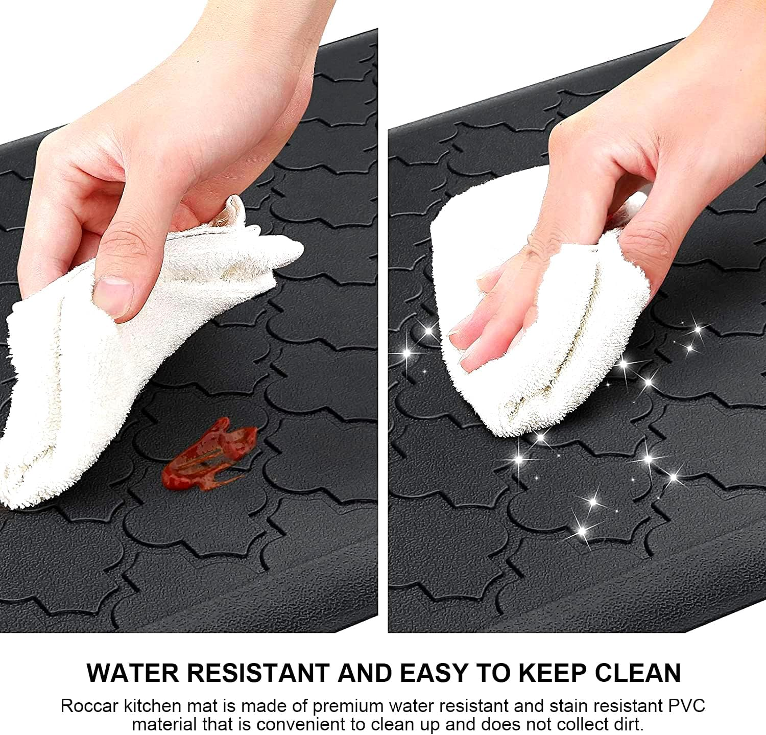 Kitchen Rugs and Mats &mdash; 12Mm Thick Kitchen Floor Mats, anti Fatigue Waterproof for Kitchen, Office & Garage，Non Skid Standing Kitchen Rug 2 Piece &mdash;（44X75Cm+44X150Cm，Black） - Grey image number 6