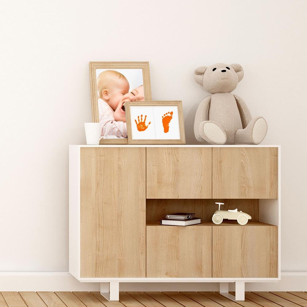 Lelonho 2 Pack Large Inkless Hand and Footprint Kit Clean Touch Ink Pad for Baby Pet Paw Print Kit (2 Orange Ink Pads,4 Imprint Cards) image number 4