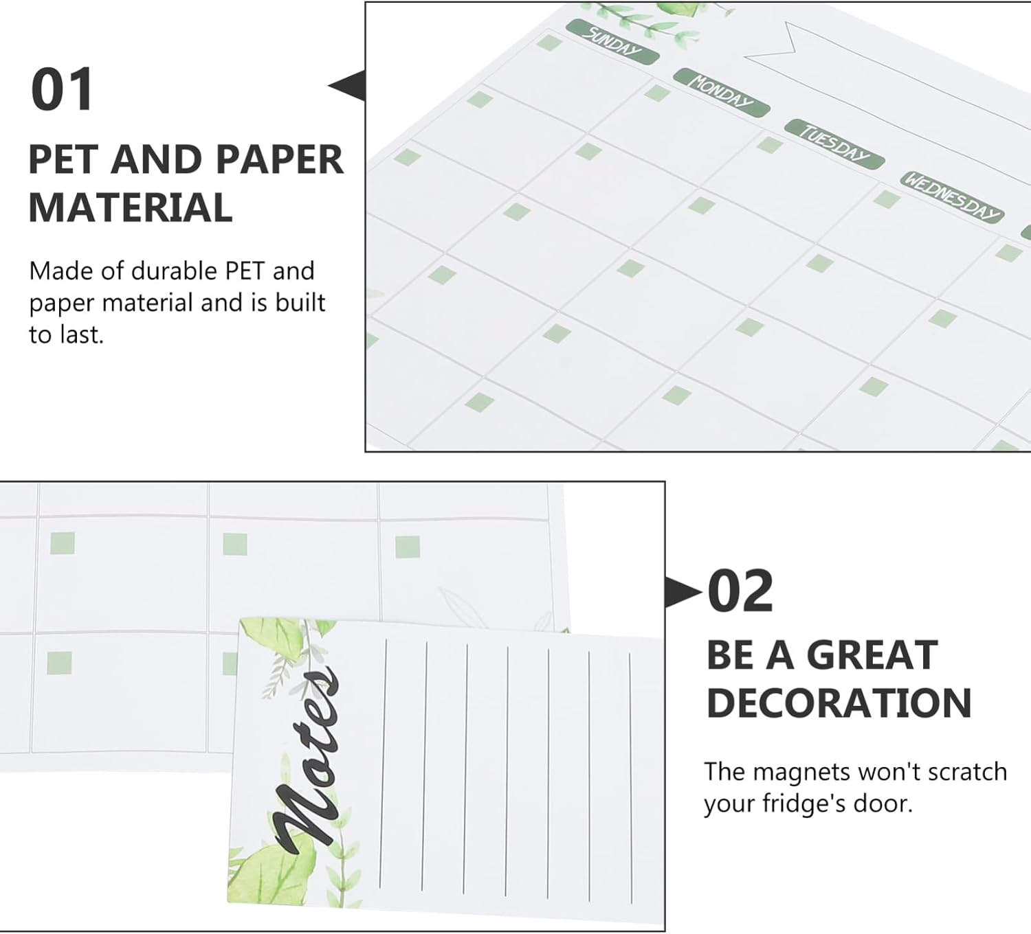 BUTIFULSIC 1Set Magnetic Fridge Whiteboard Memo Reminder Kitchen Planning Board Dry Erase Calendar for Weekly Scheduling Creative Message Board Magnetic Attachment for Home Office image number 6