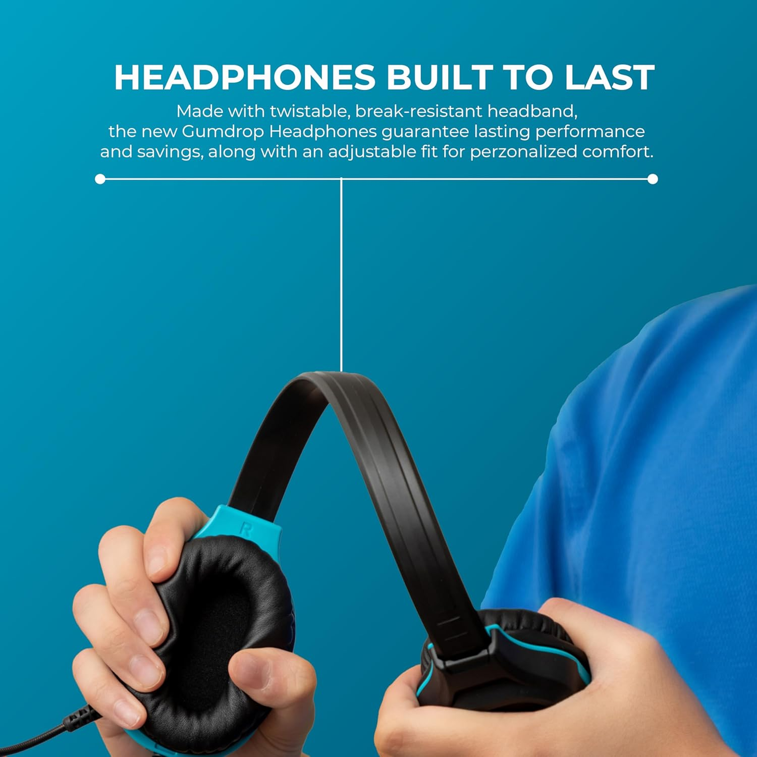 Gumdrop Droptech On-Ear Wired Headphones with Microphone | 3.5 Mm Jack Long Tangle Free Chew-Proof Cord Rugged Drop Tested and Comfortable for Kids, Students, Classroom and School Use - Black image number 2