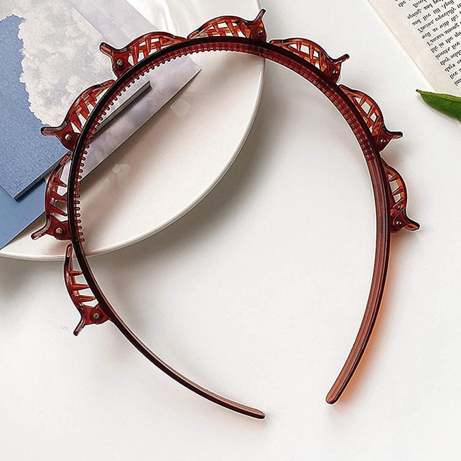 Headband with Clips, 2 Pieces, Bangs, Hairstyle Hairpin Hairstyle Aid Hair Bows with Clips, Hairpin Headband, Hair Pins, Headband, Hair Accessories, Hair Accessories Hair Band with Clips, Twist Clip image number 1