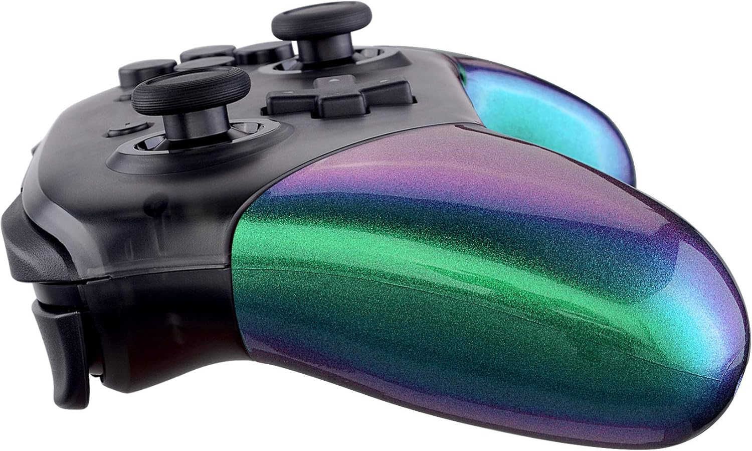Extremerate Chameleon Replacement Handle Grips for Nintendo Switch Pro Controller, Green Purple DIY Hand Grip Shell for Nintendo Switch Pro - Controller NOT Included image number 2