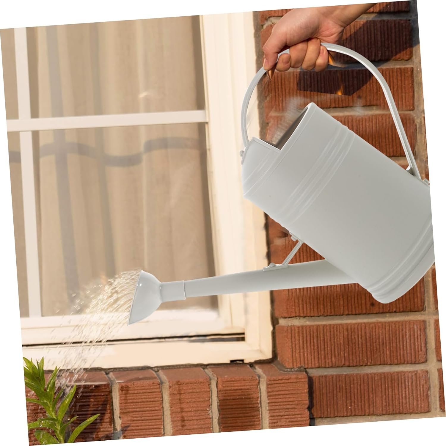 1.8L Long Spout Watering Can Household Indoor Garden Pot Succulent Flower Watering Sprinkler for Balcony Patio with Large Capacity in Beige image number 6